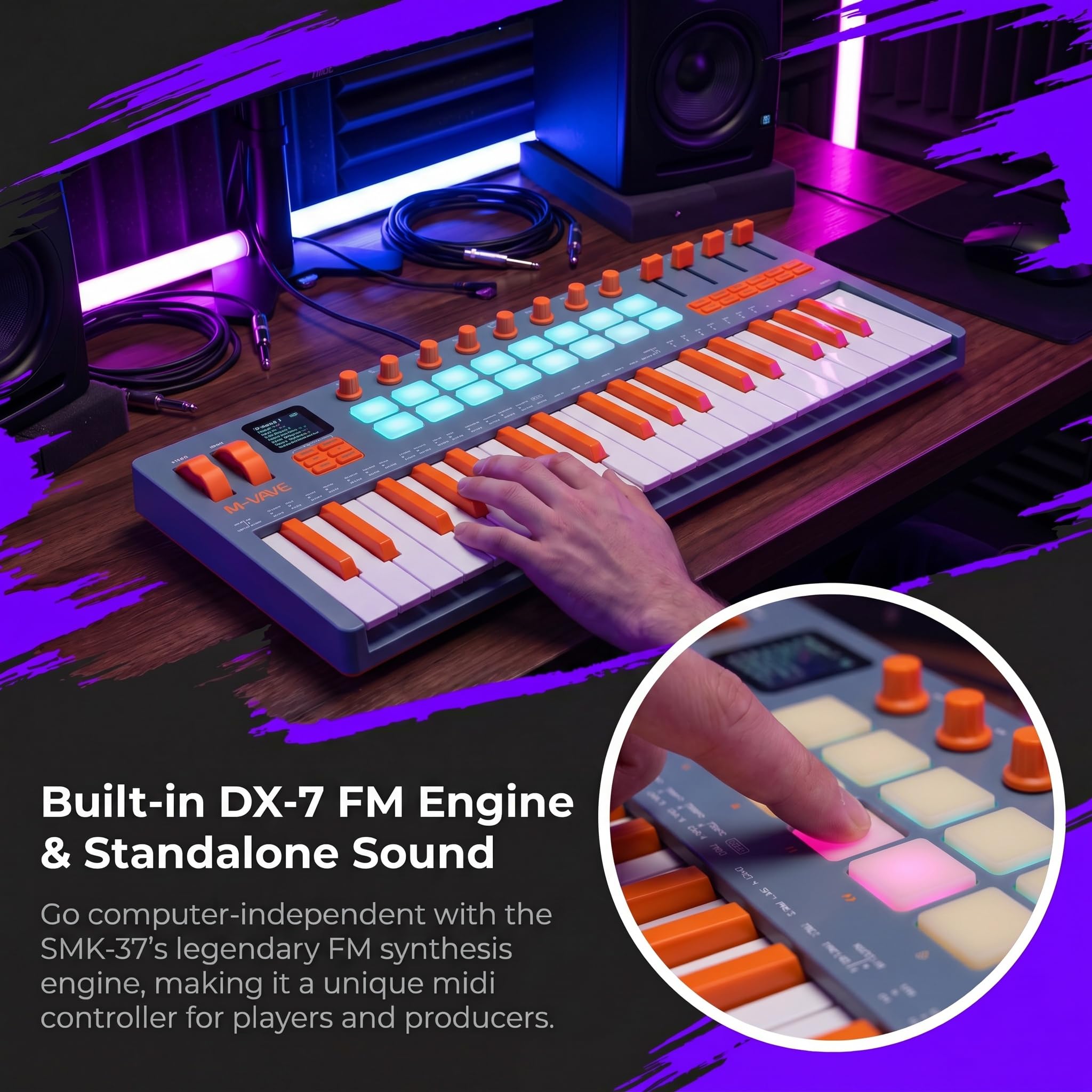 Amazon.com: M-VAVE SMK-37-Elite MIDI Keyboard Controller, 37 Key
